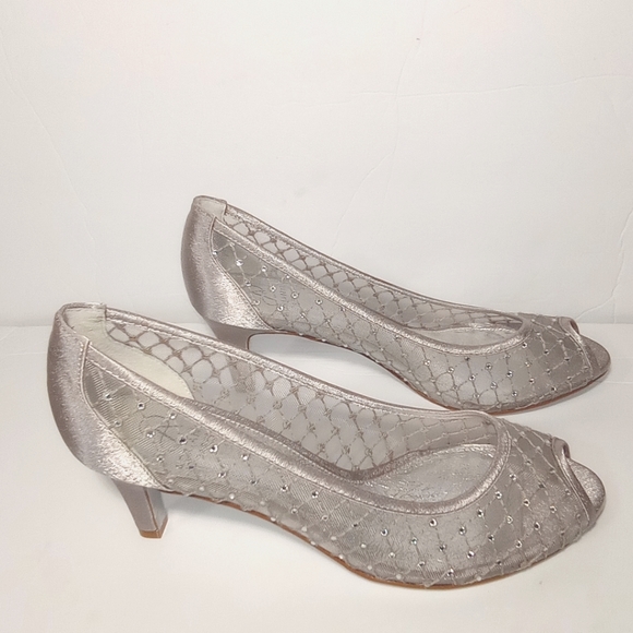 Adrianna Papell Jamie Evening Pumps Silver Rhinestone Women's Shoes Size 8.5 - Picture 12 of 14